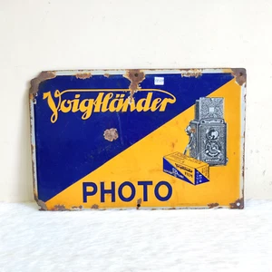Antique Voigtlander Film Photo Advertising Brilliant Camera Enamel Sign EB638 - Picture 1 of 6