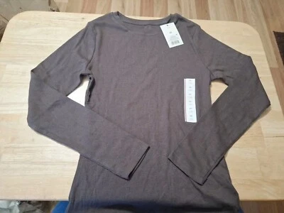 Nueva camiseta acanalada manga larga talla XS para mujer, marrón de A. New Day Foto 1 de 2