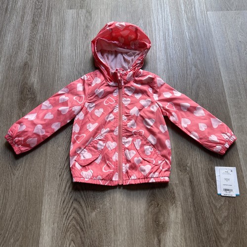 VALENTINO Felpa con cappuccio Carter's Impermeabile 18 mesi cuori rosa maniche lunghe giacca Valentine Love