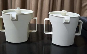 Vintage Tupperware Sugar & Creamer set 1415-13 & 1415-14 Push-In Lids Biege - Bild 1 von 4