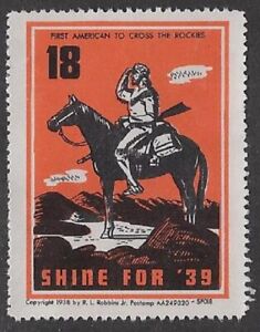 USA 1939 Ad Cinderella: POSTAMPS "Shine For 39" Series: Crossing Rockies -dw338u
