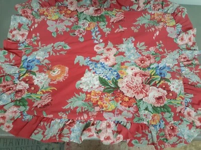 Ralph Lauren Beach House Fushia Red Floral Standard Ruffled Pillow Sham-Cotton - Image 1 of 4