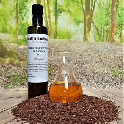 Fresh Cold Pressed Flaxseed Oil | Pure Cold-Pressed Linseed Oil | Health Embassy - Image 1 of 2
