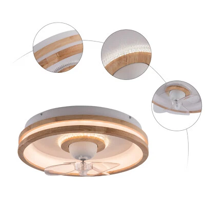 20'' Contemporary Rubber Wood Ceiling Fan with Remote and LED Light Kit 6-Gears - Image 1 of 4