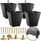 4-Inch Plastic Legs for Furniture| Set of 4 Square Black Replacement Feet for...
