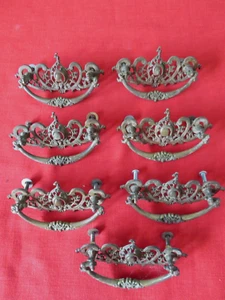 ( 7 ) VINTAGE DRAWER PULL HANDLE & PLATES - Picture 1 of 13