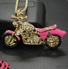 Betsey Johnson Pink Motorcycle Necklace 