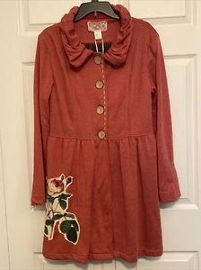 NWT Nick &Mo Juniors L Coat Red ANTHROPOLOGIE Floral Prairie Peasant Cottagecore - Picture 1 of 12