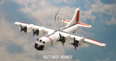 H-130 Hercules Surveillance Hand Painted Wooden Christmas Tree Ornament Airplane - Image 1 of 4