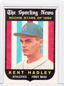 1959 Topps Baseball Card #127 Kent Hadley Rookie Stars Kansas City Athletics Ex+