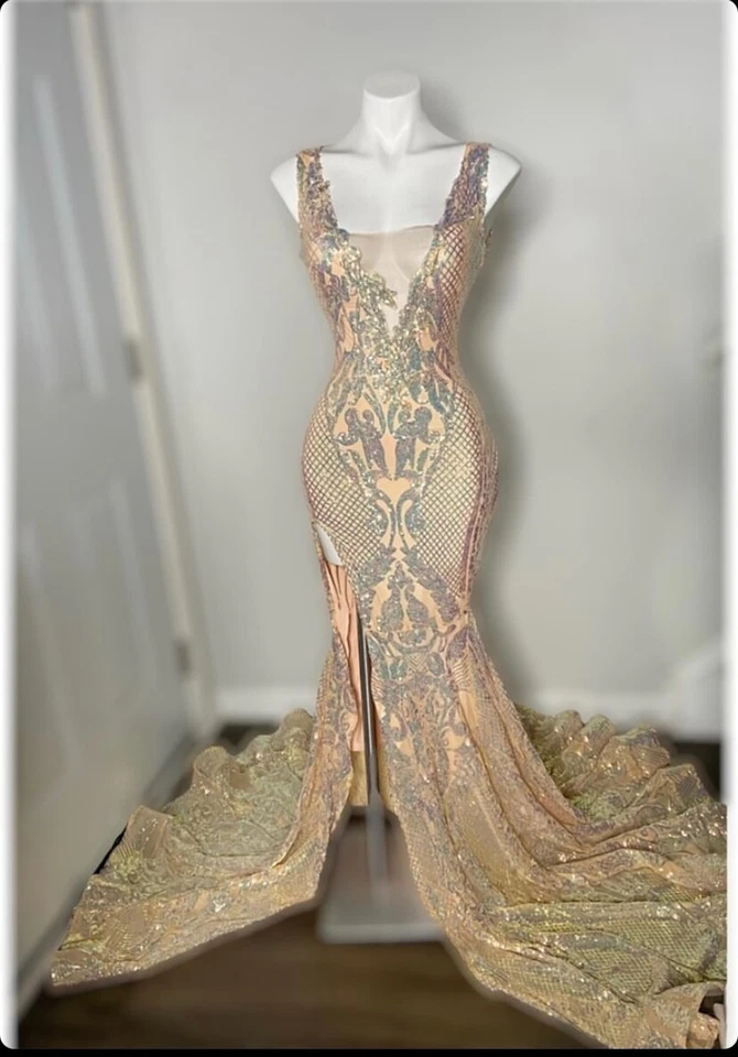 Новый золотой выпускного платья длинный русалка размер S-M - Изображение 1 из 3