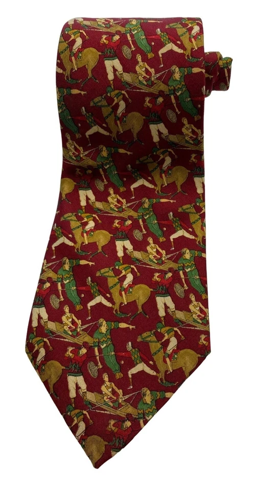 Corbata deportiva de seda para hombre Salvatore Ferragamo tenis de remo ecuestre Foto 1 de 4