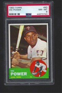 1963   TOPPS   VIC POWER  #  40     PSA  8