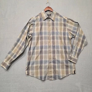 Murano Mens Brown Plaid Long Sleeve Button Up Shirt Size Large - Picture 1 of 8
