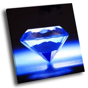 Blue Diamond Pattern Square Abstract Photo Canvas Wall Art Large Picture Prints - Picture 1 of 6