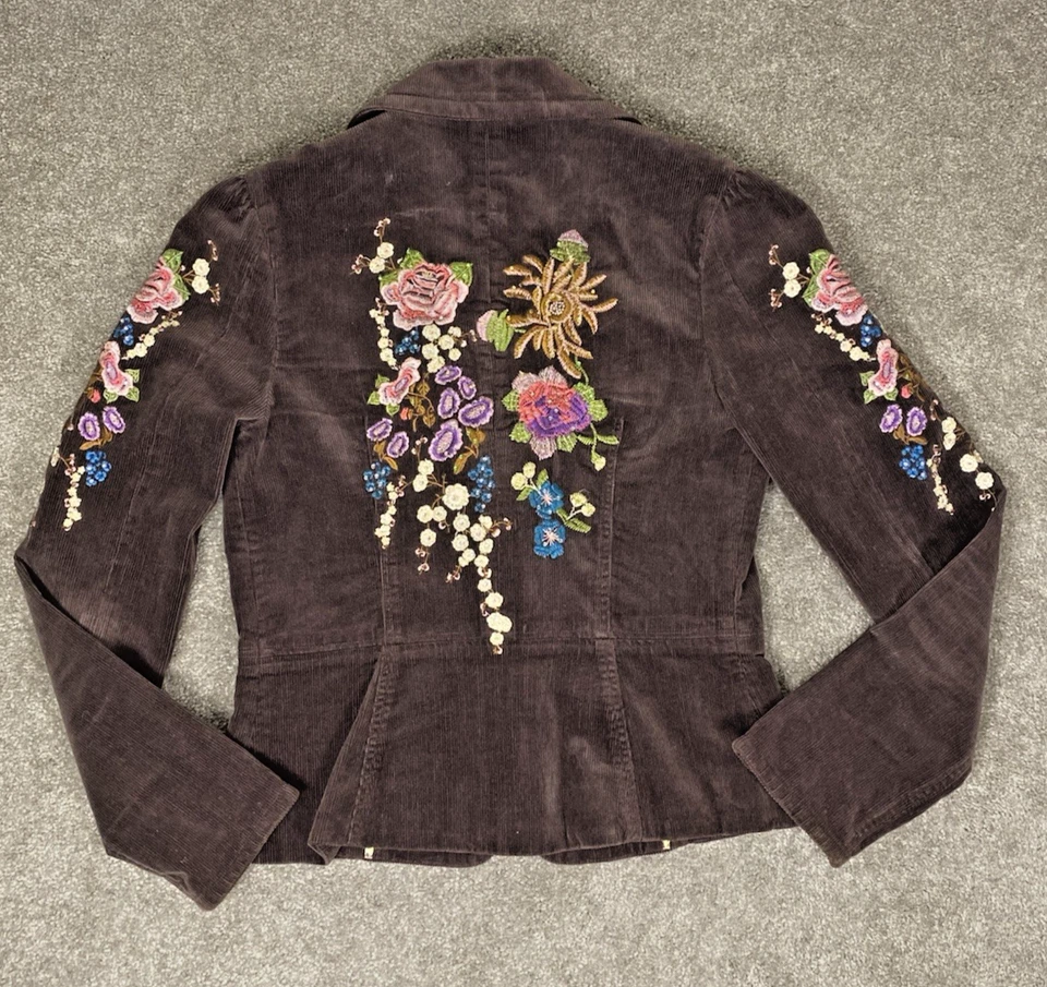 Blazer Vintage True Meaning Pana Bordado BoHo Western Elástico Talla 6 Foto 1 de 4