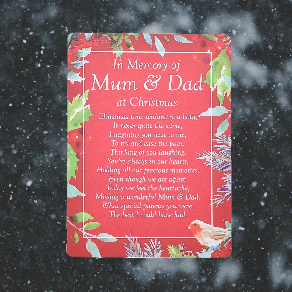 'In Memory of Mum & Dad at Christmas' Graveside Waterproof Memorial Card, Tribut - Image 1 of 4
