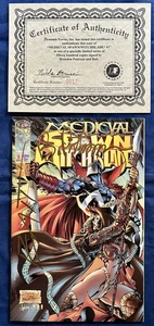 MEDIEVAL SPAWN/WITCHBLADE #1 FIRMADO por BATT & BRANDON PETERSON - CERTIFICADO DE AUTENTICIDAD - 1996 - CASI NUEVO - Imagen 1 de 3