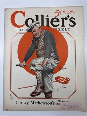 Collier's magazine October 11, 1924 Geo Brehn-Man breaking Golf Club-Babe Ruth - Image 1 of 4