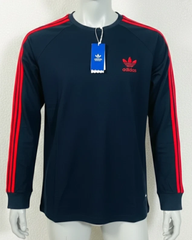 MEN'S ADIDAS  ORIGINALS  LONG  SLEEVE TOP THREE STRIPE  T-SHIRT L, XXL  SALE - Image 1 of 4