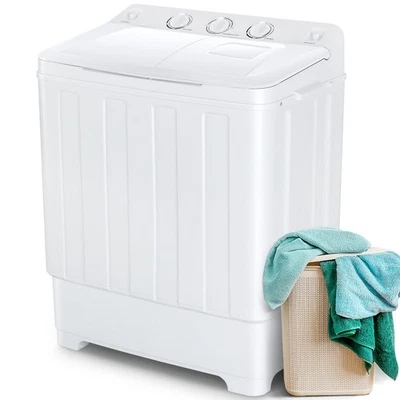 Белая компактная портативная стиральная машина и сушилка с 30-фунтовой стиральной машиной и вращающейся сушилкой - Изображение 1 из 4