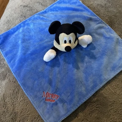 Manta de Seguridad Disney Bebé Mickey Mouse Azul Terciopelo Satinado Lovey Excelente Foto 1 de 4