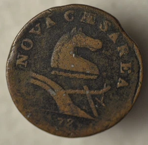 RARE 1787 NEW JERSEY COPPER COLONIAL COIN, M-39A OUTLINED SHIELD - Picture 1 of 2