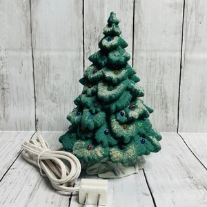 Ceramic Light Up Christmas Tree 2 Piece With Base, 9 in - Picture 1 of 14