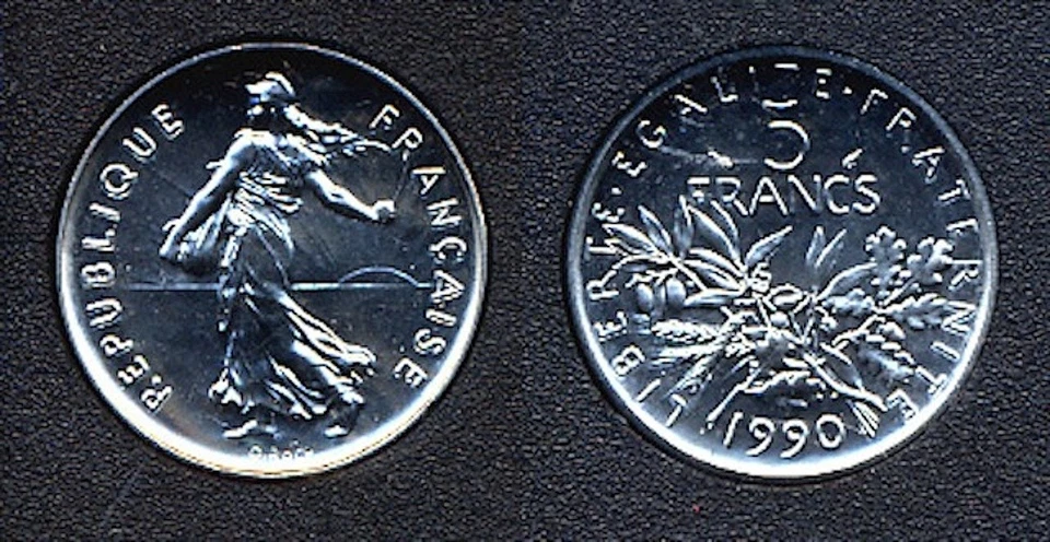 FDC : 5 Francs semeuse 1990 neuve de coffret - Photo 1/1