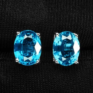 Alluring Swiss Blue Topaz 5.06Ct 925 Sterling Silver White Gold Plated Rings - Picture 1 of 5