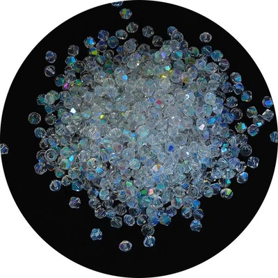 2mm 1000pcs Bicone Crystal Glass bead Loose Crafts Beads Jewelry Making White AB - Image 1 of 4