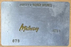 Vintage Midway Airlines Airline Ticket Validation Plate - Picture 1 of 2