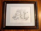 US COAST GUARD BARQUE EAGLE Framed Pen and Ink portrait- Hand Signed by Artist!