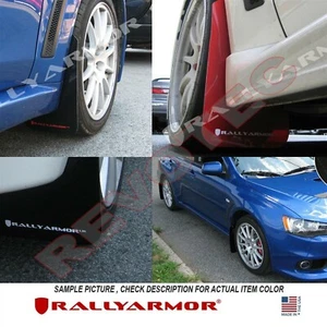 Rally Armor Mud Flaps 2008-2017 Mitsubishi EVO X Red w White Logo - Picture 1 of 4