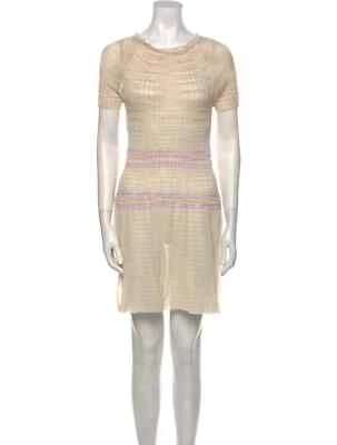 Missoni Trista Sheath Dress Women's 2XS Neutrals Pleated Short Sleeve Scoop Neck - Image 1 of 3