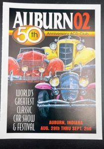 AUBURN ACD Car Club Show Festival 6x8 Mini Poster Artwork Reunion Pamphlet 2002 - Picture 1 of 4