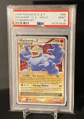 Pokemon 2008 Diamond & Pearl Stormfront 98/100 Holo Rare Machamp LV.X PSA 9 Mint - Image 1 of 2