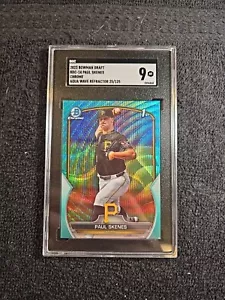 2023 PAUL SKENES (RC) 25/125 SGC 9 Bowman Chrome BDC-14 Aqua Wave ~1stB - Picture 1 of 6