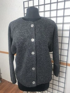 Vintage 90's Chuck Roast Womens Size L Mohair Blend Buttonfront Gray Sweater - Picture 1 of 8