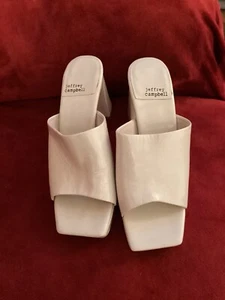 Women "Jeffrey Campbell" cream,patent leather open toe block heel.Sz 6 - Picture 1 of 5