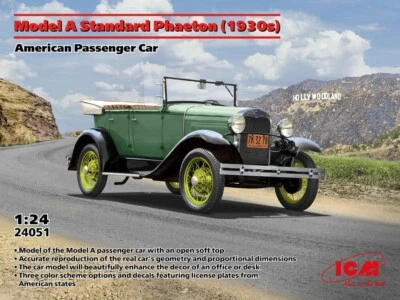 KIT MODELLINO AUTO STATICO ICM MODEL A STANDARD PHAETON 1930S AMERICAN 1/24 - Immagine 1 di 4