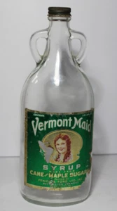 ORIGINAL VINTAGE 1930s RARE OLD VINTAGE Vermont Maid Syrup Bottle Burlington Ver - Picture 1 of 18