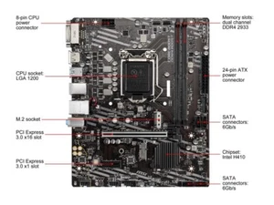 Placa madre MSI H410M-A PRO/H410M BOMBER H410 LGA1200 DDR4 M.2 HDMI m-ATX probada - Imagen 1 de 7