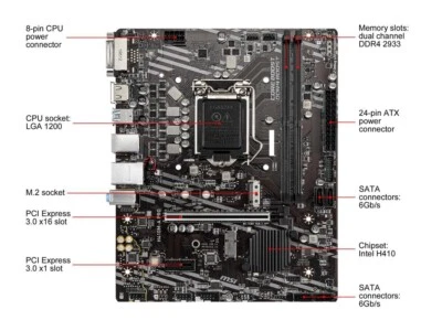 MSI H410M-A PRO/H410M BOMBER Motherboard H410 LGA1200 10Th DDR4 M.2 mATX Tested - Image 1 of 4