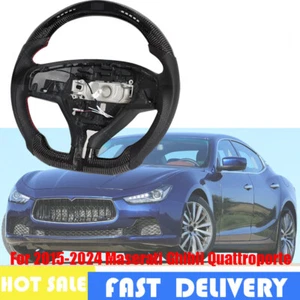 LED Steering Wheel For 2015-2024 Maserati Ghibli Quattroporte Carbon Fiber - Picture 1 of 7