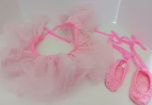 Falda tutú rosa de tul para niña pequeña con cinta rosa y zapatillas de ballet - Imagen 1 de 3