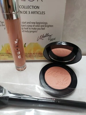 Mally Perfect Peach 3 件套唇膏 & Effortless Airbrushed 腮红和刷子 全新带盒 — 第 1/4 张图片