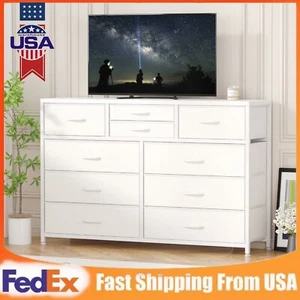 For 55'' TV Stand Dresser for Bedroom Chest of Drawers Wood Top Storage Cabinet - Picture 1 of 51