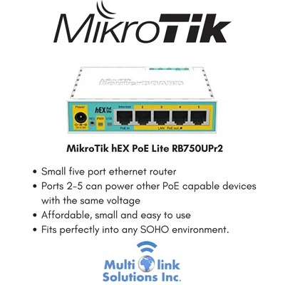 Used Mikrotik RB750UPr2 RouterBOARD hEX PoE lite 650MHz 64MB 5xLAN 4-PoE USB - Image 1 of 3