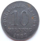 Moneta zastępcza Rzesza Niemiecka 10 fenigów 1922 D w doskonałym stanie
